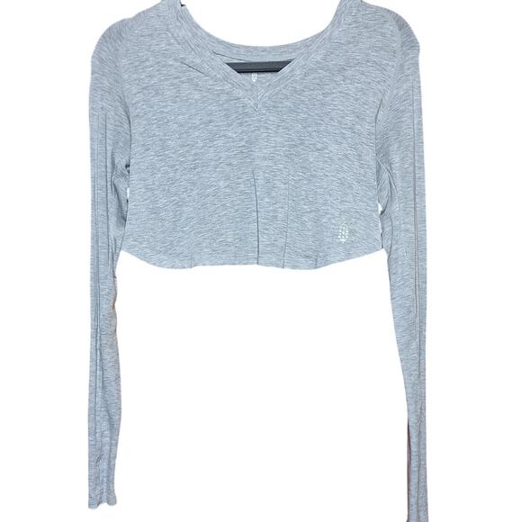 FP Movement by Free People Tops - Free people movement Too good long sleeve cropped v neck tee gray athletic